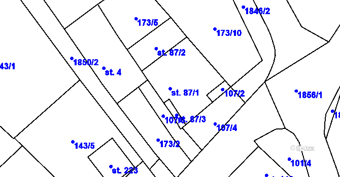 Parcela st. 87/1 v KÚ Hluboká u Borovan, Katastrální mapa