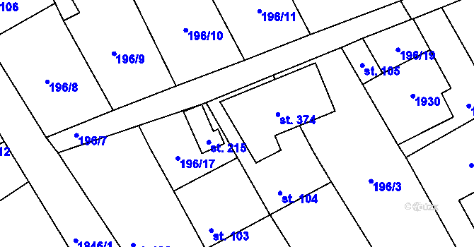 Parcela st. 104 v KÚ Hluboká u Borovan, Katastrální mapa