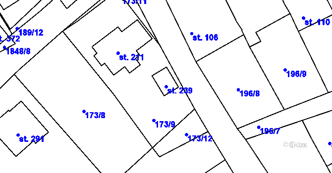 Parcela st. 239 v KÚ Hluboká u Borovan, Katastrální mapa