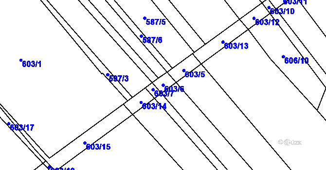 Parcela st. 603/6 v KÚ Hluboká u Borovan, Katastrální mapa