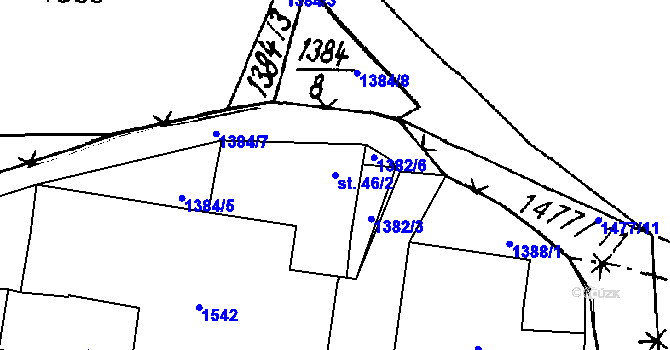 Parcela st. 46/2 v KÚ Vrcov, Katastrální mapa