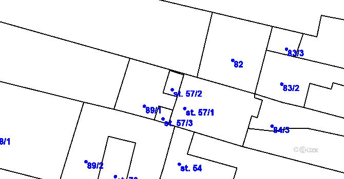 Parcela st. 57/2 v KÚ Vrcov, Katastrální mapa