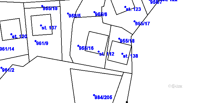 Parcela st. 112 v KÚ Vrcov, Katastrální mapa