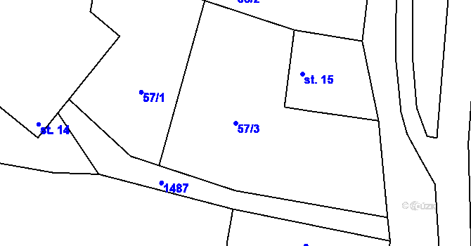 Parcela st. 57/3 v KÚ Vrcov, Katastrální mapa