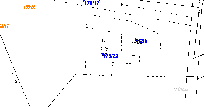 Parcela st. 175/22 v KÚ Vrcov, Katastrální mapa