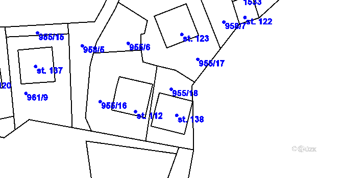 Parcela st. 955/18 v KÚ Vrcov, Katastrální mapa