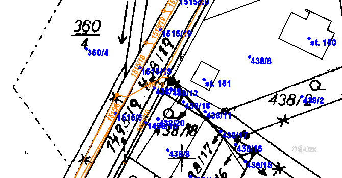 Parcela st. 438/12 v KÚ Vrcov, Katastrální mapa