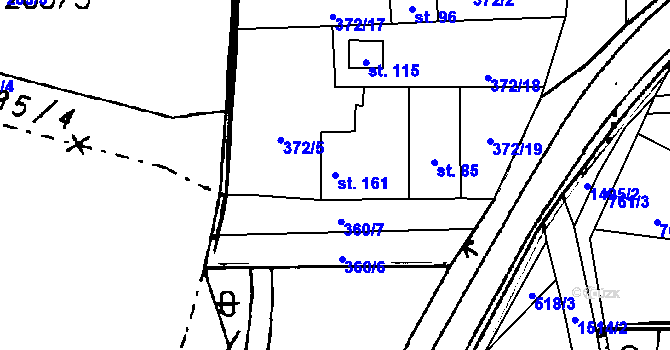 Parcela st. 161 v KÚ Vrcov, Katastrální mapa
