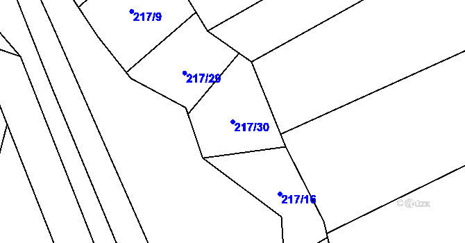 Parcela st. 217/30 v KÚ Vrcov, Katastrální mapa