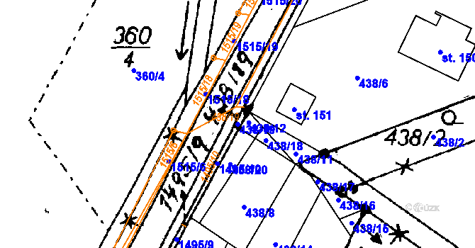 Parcela st. 438/19 v KÚ Vrcov, Katastrální mapa