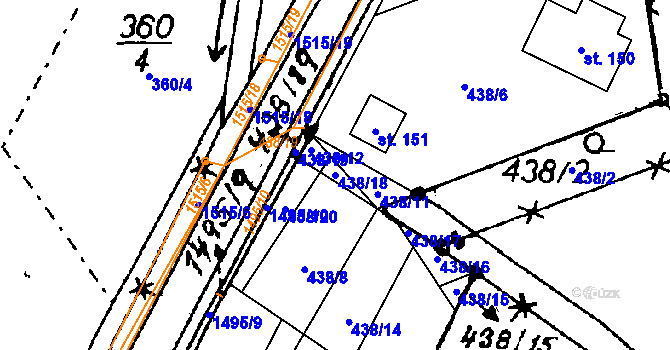 Parcela st. 438/18 v KÚ Vrcov, Katastrální mapa