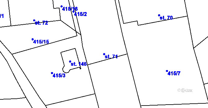 Parcela st. 71 v KÚ Borovany u Milevska, Katastrální mapa