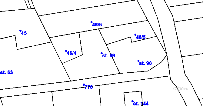 Parcela st. 89 v KÚ Borovany u Milevska, Katastrální mapa