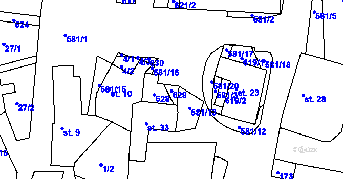 Parcela st. 11/2 v KÚ Borovná, Katastrální mapa