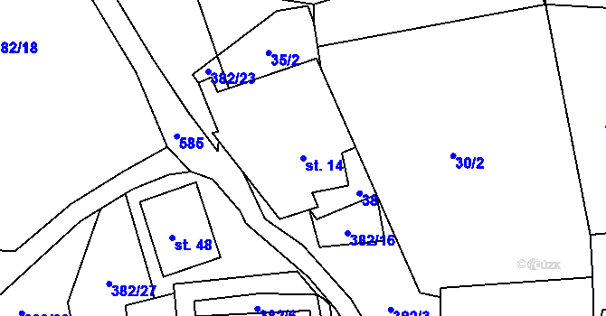 Parcela st. 14 v KÚ Borovná, Katastrální mapa