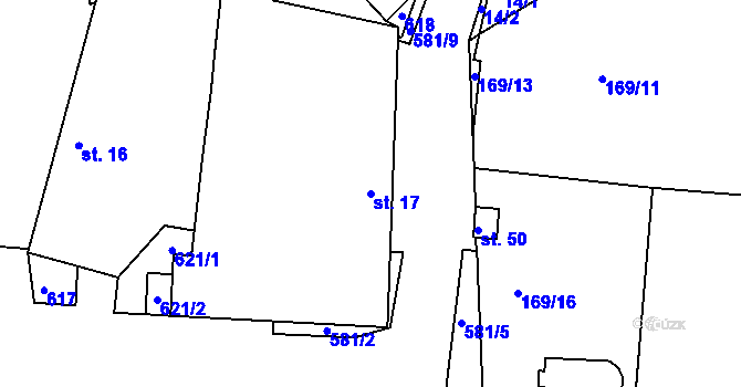 Parcela st. 17 v KÚ Borovná, Katastrální mapa