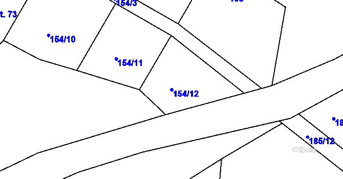 Parcela st. 154/12 v KÚ Borovná, Katastrální mapa