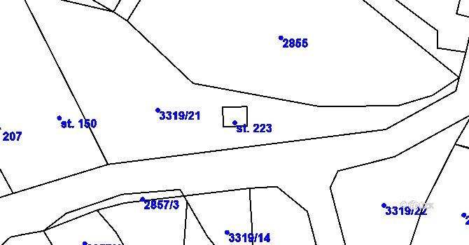 Parcela st. 223 v KÚ Borovnice, Katastrální mapa