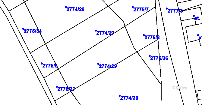 Parcela st. 2774/28 v KÚ Borovnice, Katastrální mapa