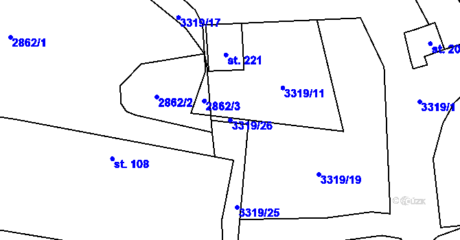 Parcela st. 3319/26 v KÚ Borovnice, Katastrální mapa