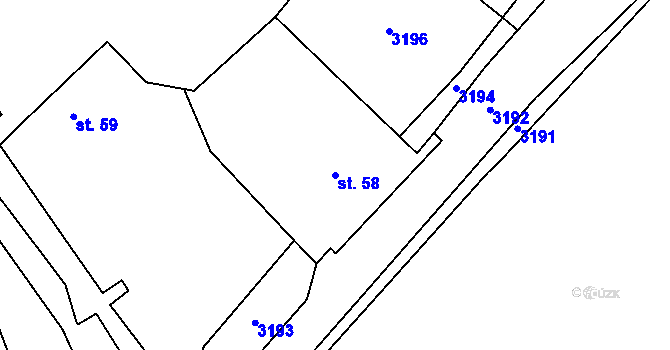 Parcela st. 58 v KÚ Borovnice u Potštejna, Katastrální mapa