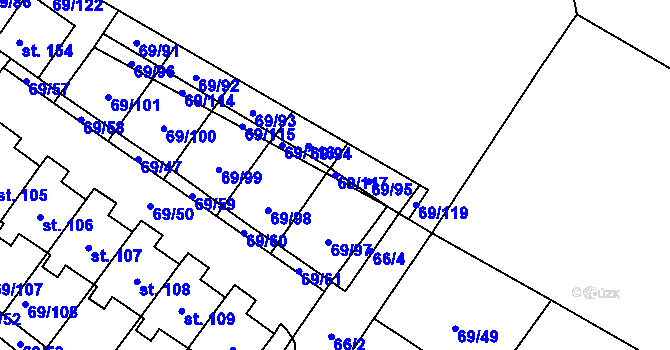 Parcela st. 69/117 v KÚ Borovnice u Potštejna, Katastrální mapa