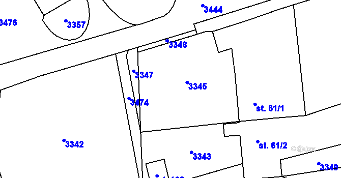 Parcela st. 214/38 v KÚ Rájec, Katastrální mapa
