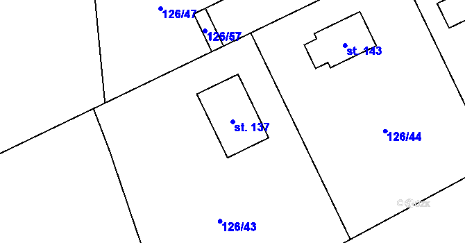 Parcela st. 137 v KÚ Rájec, Katastrální mapa
