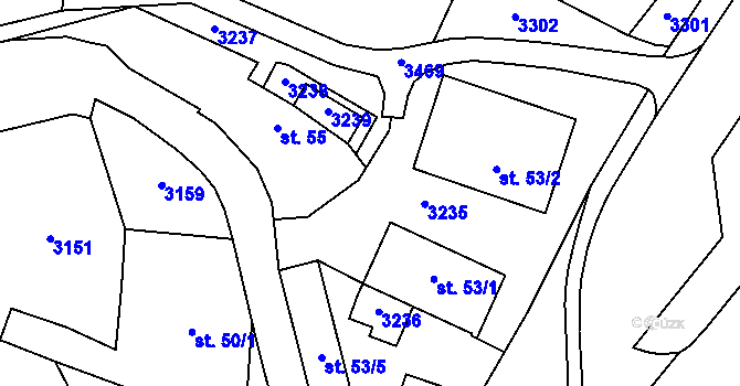 Parcela st. 362/35 v KÚ Rájec, Katastrální mapa