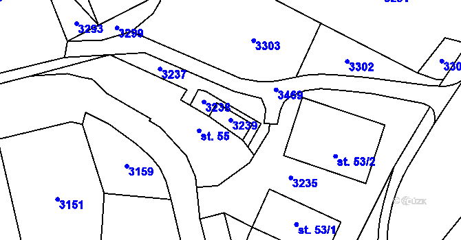 Parcela st. 3239 v KÚ Rájec, Katastrální mapa