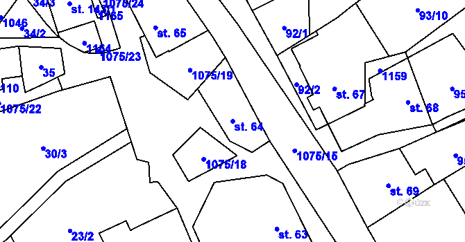 Parcela st. 64 v KÚ Borovnice u Jimramova, Katastrální mapa