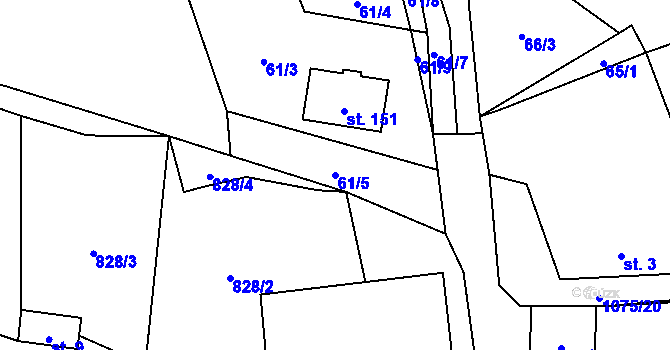 Parcela st. 61/5 v KÚ Borovnice u Jimramova, Katastrální mapa