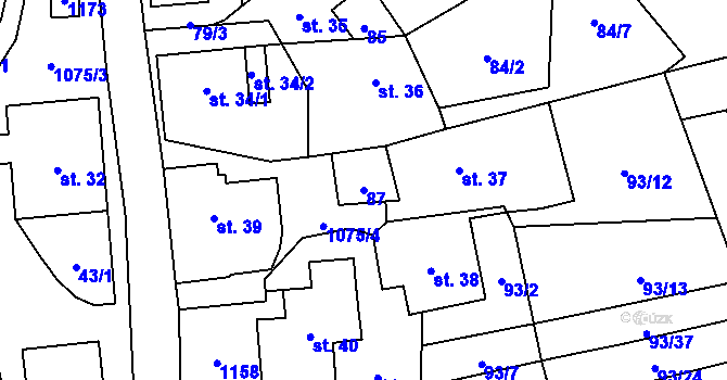 Parcela st. 87 v KÚ Borovnice u Jimramova, Katastrální mapa