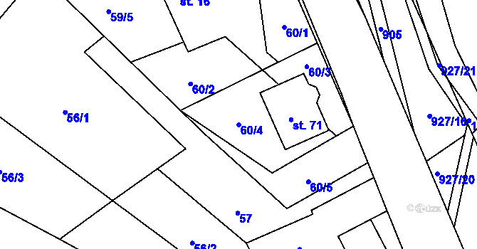 Parcela st. 60/4 v KÚ Borovník, Katastrální mapa