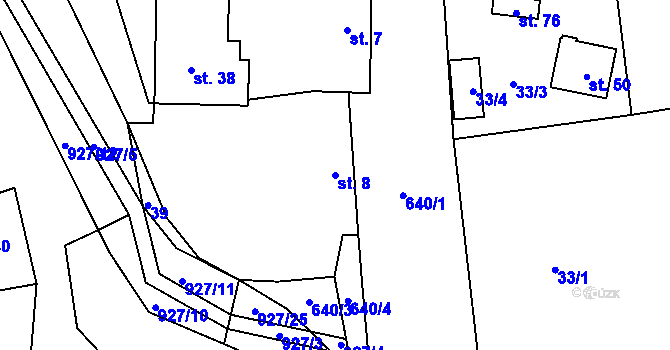 Parcela st. 8 v KÚ Borovník, Katastrální mapa