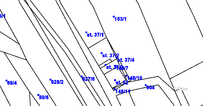 Parcela st. 37/2 v KÚ Borovník, Katastrální mapa