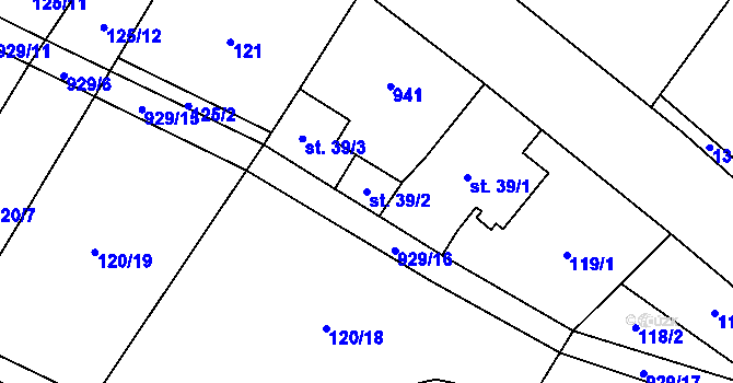 Parcela st. 39/2 v KÚ Borovník, Katastrální mapa