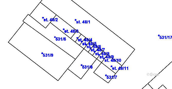 Parcela st. 48/6 v KÚ Borovník, Katastrální mapa