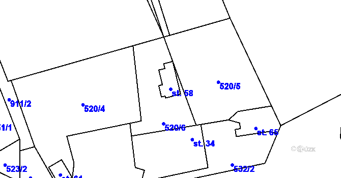 Parcela st. 58 v KÚ Borovník, Katastrální mapa