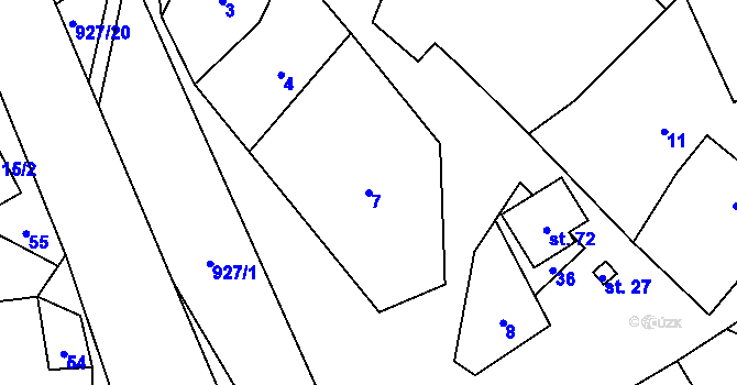 Parcela st. 7 v KÚ Borovník, Katastrální mapa