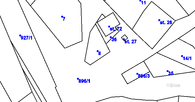 Parcela st. 8 v KÚ Borovník, Katastrální mapa