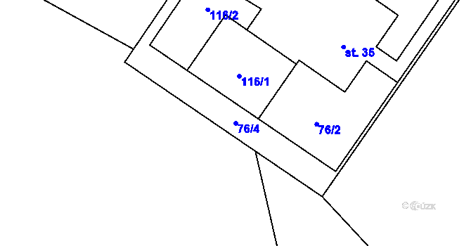 Parcela st. 76/4 v KÚ Borovník, Katastrální mapa