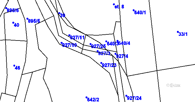 Parcela st. 927/3 v KÚ Borovník, Katastrální mapa