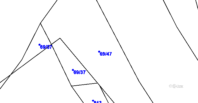 Parcela st. 69/47 v KÚ Borovník, Katastrální mapa