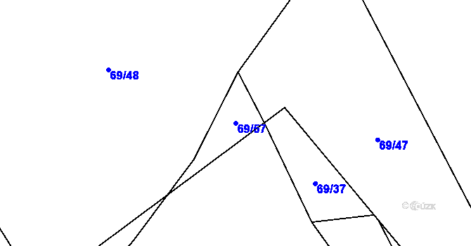 Parcela st. 69/57 v KÚ Borovník, Katastrální mapa