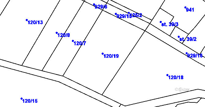 Parcela st. 120/19 v KÚ Borovník, Katastrální mapa