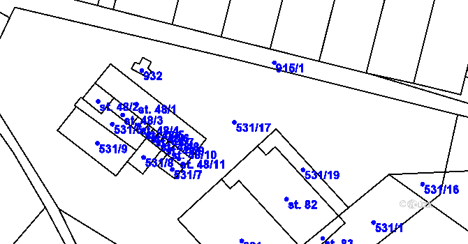 Parcela st. 531/17 v KÚ Borovník, Katastrální mapa