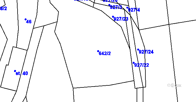 Parcela st. 642/2 v KÚ Borovník, Katastrální mapa