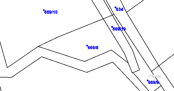 Parcela st. 669/8 v KÚ Borovník, Katastrální mapa