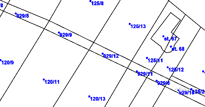 Parcela st. 929/12 v KÚ Borovník, Katastrální mapa